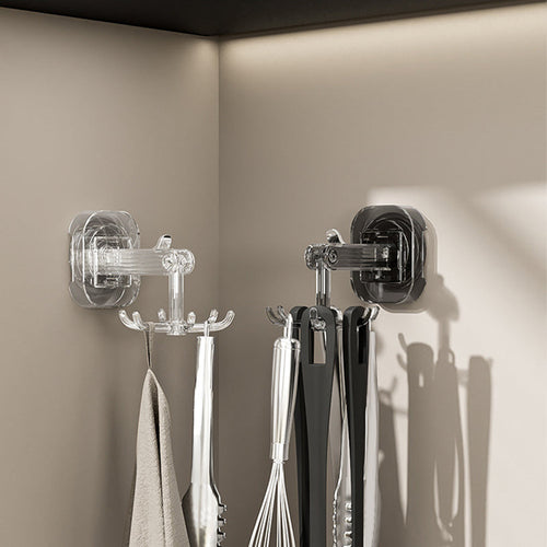 QIAWI™ 6-Hook Suction Cup Rotating Utensil Holder, Mounts on Wall or Under Cabinet