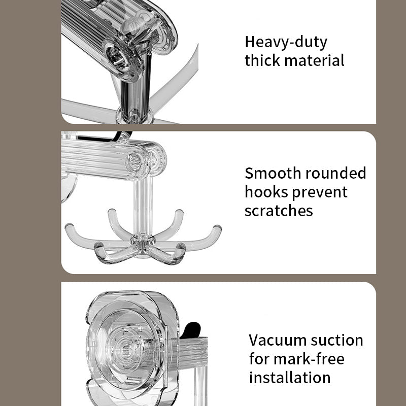 QIAWI™ 6-Hook Suction Cup Rotating Utensil Holder, Mounts on Wall or Under Cabinet