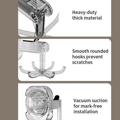 QIAWI™ 6-Hook Suction Cup Rotating Utensil Holder, Mounts on Wall or Under Cabinet
