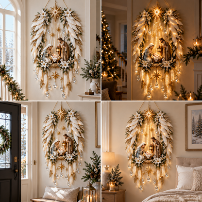 🔥Buy 2 Get 20% OFF🔥👼 Heavenly Angel Wings Nativity Light✨ – Lighted Christmas Wall Decor  ✈️