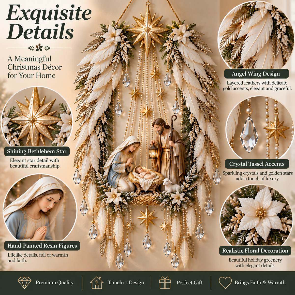 🔥Buy 2 Get 20% OFF🔥👼 Heavenly Angel Wings Nativity Light✨ – Lighted Christmas Wall Decor  ✈️