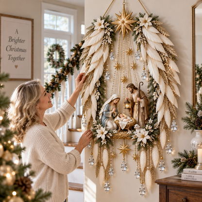 🔥Buy 2 Get 20% OFF🔥👼 Heavenly Angel Wings Nativity Light✨ – Lighted Christmas Wall Decor  ✈️