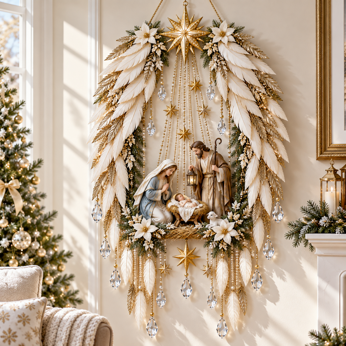 🔥Buy 2 Get 20% OFF🔥👼 Heavenly Angel Wings Nativity Light✨ – Lighted Christmas Wall Decor  ✈️