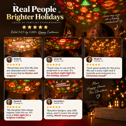 🎅🎅Christmas Projector Light🎅, 🎁USB Mini Christmas Tree with 6+ Holiday Projection Designs🎁