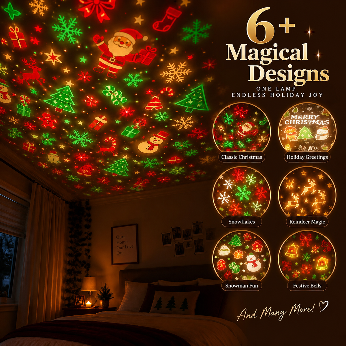 🎅🎅Christmas Projector Light🎅, 🎁USB Mini Christmas Tree with 6+ Holiday Projection Designs🎁