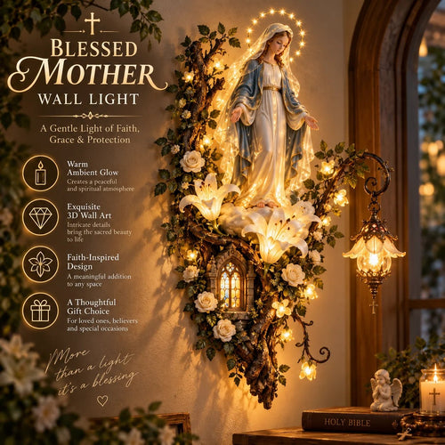 🏡HOT SALE🔥🙏 Blessed Mother Lighted Wall Décor | Virgin Mary 3D Religious Wall Art with Warm Ambient Glow