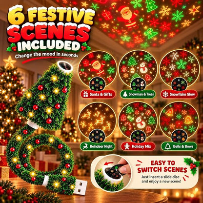 🎄 Plug-In Christmas Tree Projection Night Light – Instant Holiday Room Decor