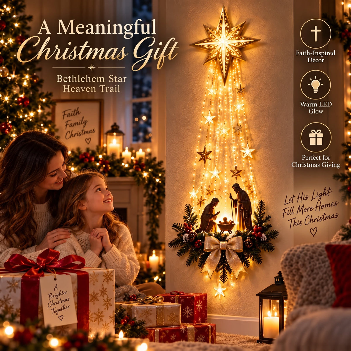 🔥Buy 2 Get 20% OFF🔥✝️ Bethlehem Star of Faith – Lighted Nativity Wall Decor✝️✝️