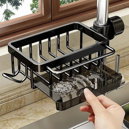Sink Organizer Rack,Hanging Faucet Drain Rack with Drip Tray Stainless Steel 💧